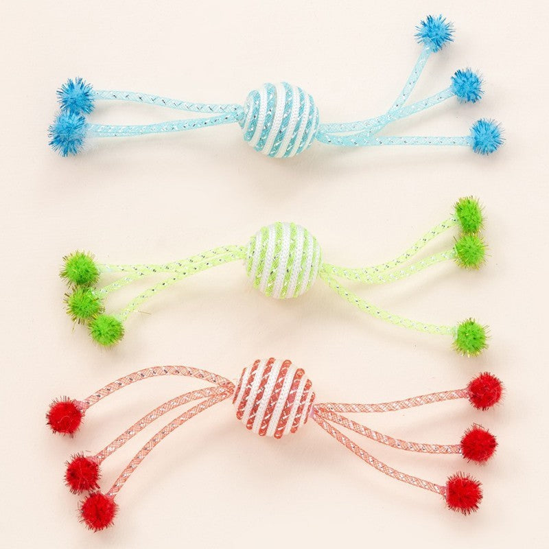 Interactive Cat Teaser Toy – Wool Ball on Rope with Stick