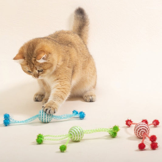 Interactive Cat Teaser Toy – Wool Ball on Rope with Stick